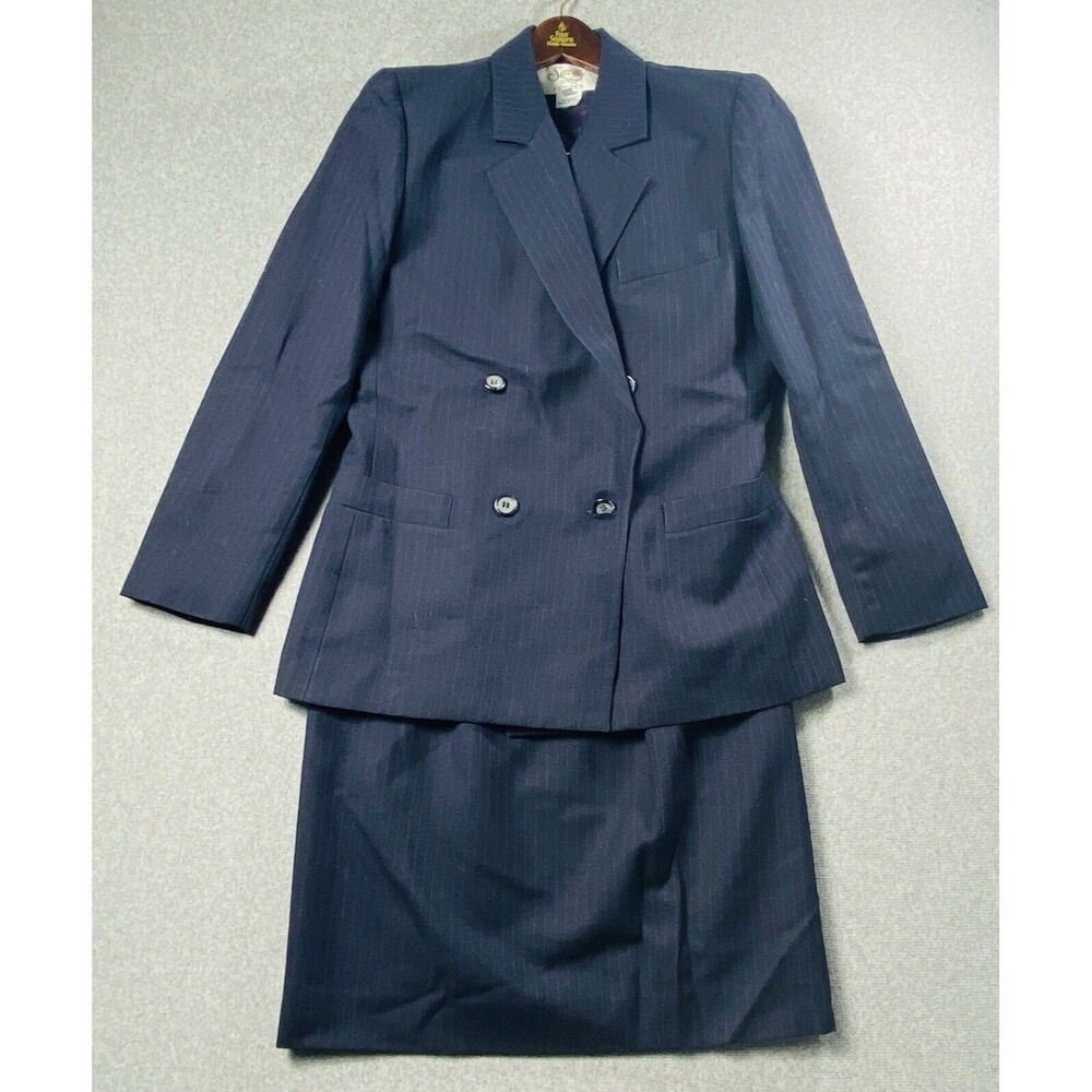 Vintage Saville Petites 2 Piece Skirt & Blazer Women's Size 6P Wool Blend Lined